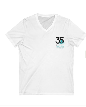35 yr Anniversary FPA Unisex Jersey Short Sleeve V-Neck White