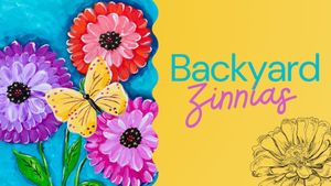 Backyard Zinnias (16x20 acrylic on canvas)