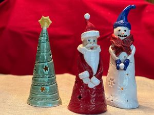 Holiday-Themed Pierced Ceramic Luminaries