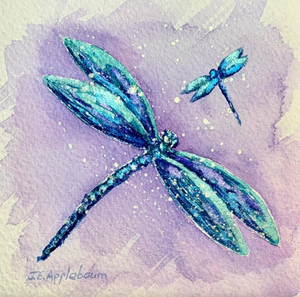 Dragonflies in Iridescent Watercolor