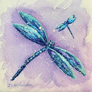 Dragonflies in Iridescent Watercolor